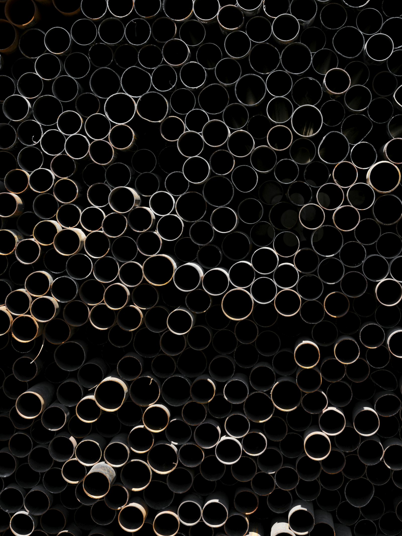Stacked metal pipes