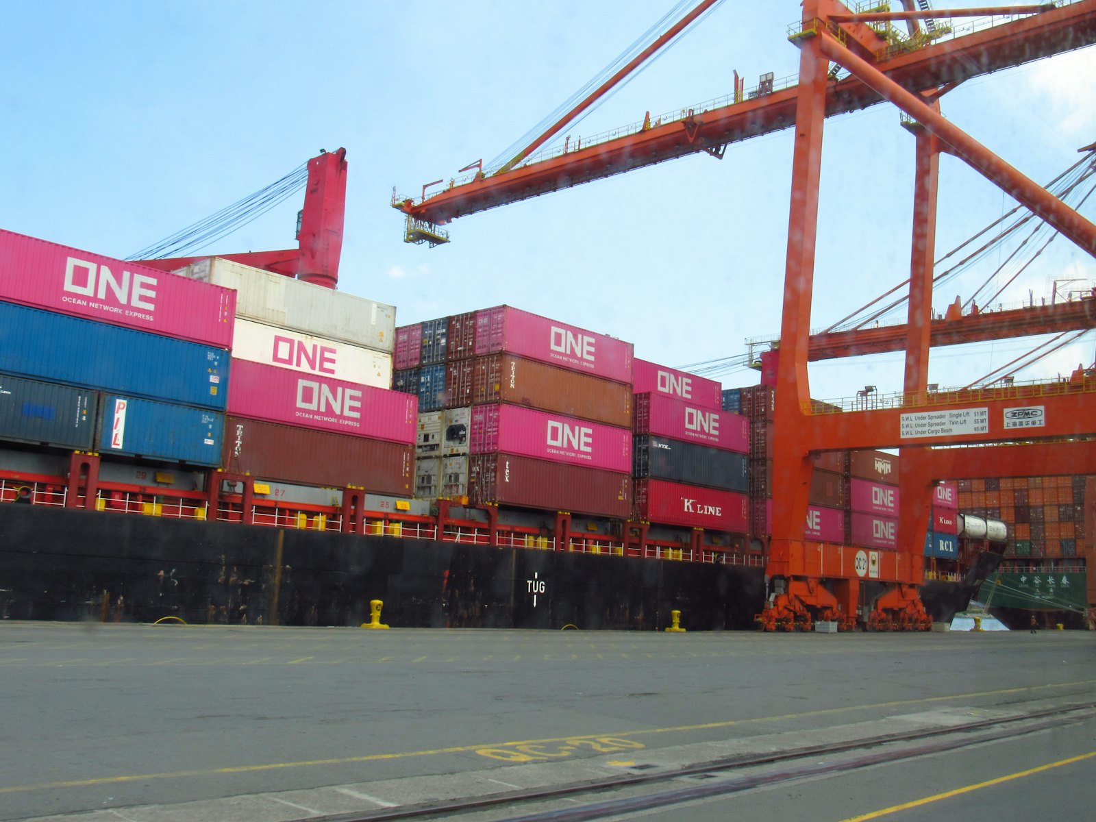 Container ship at port